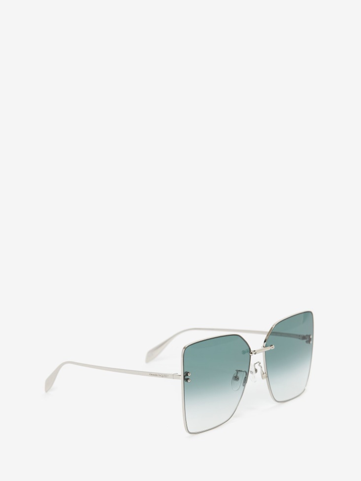 Fashion Alexander McQueen Silver Women's Piercing Bridge Butterfly Sunglasses