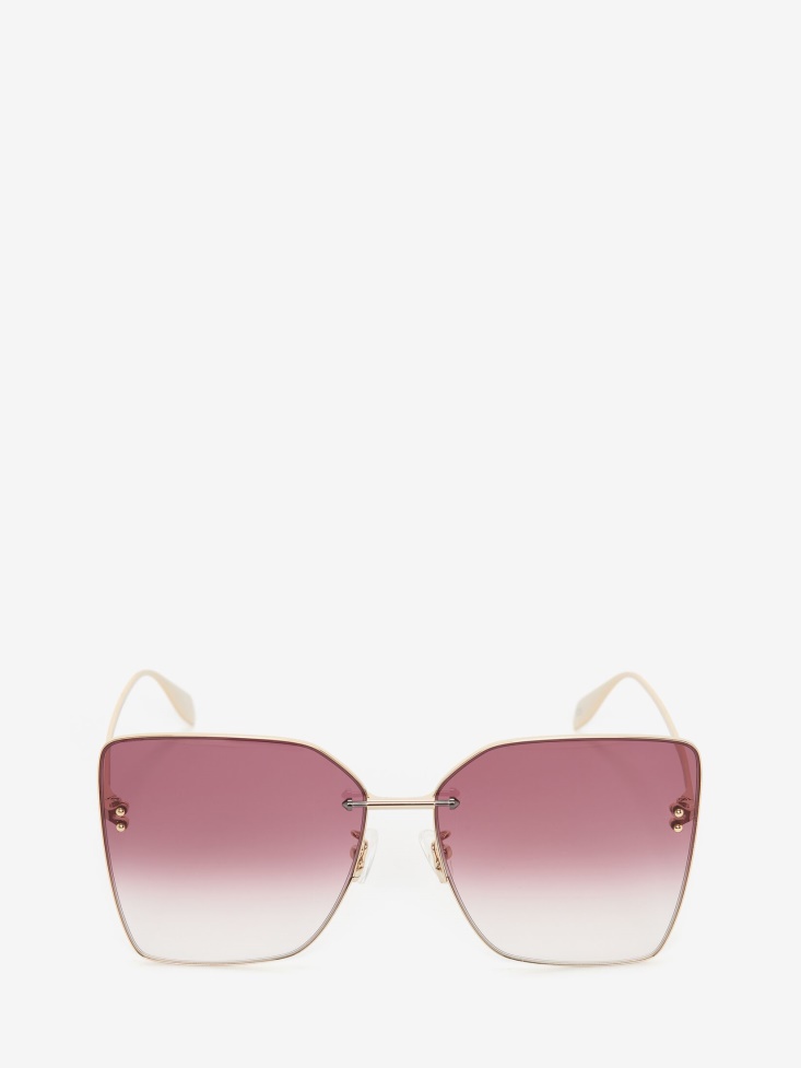 Fashion Alexander McQueen Women's Piercing Bridge Butterfly Sunglasses Gold