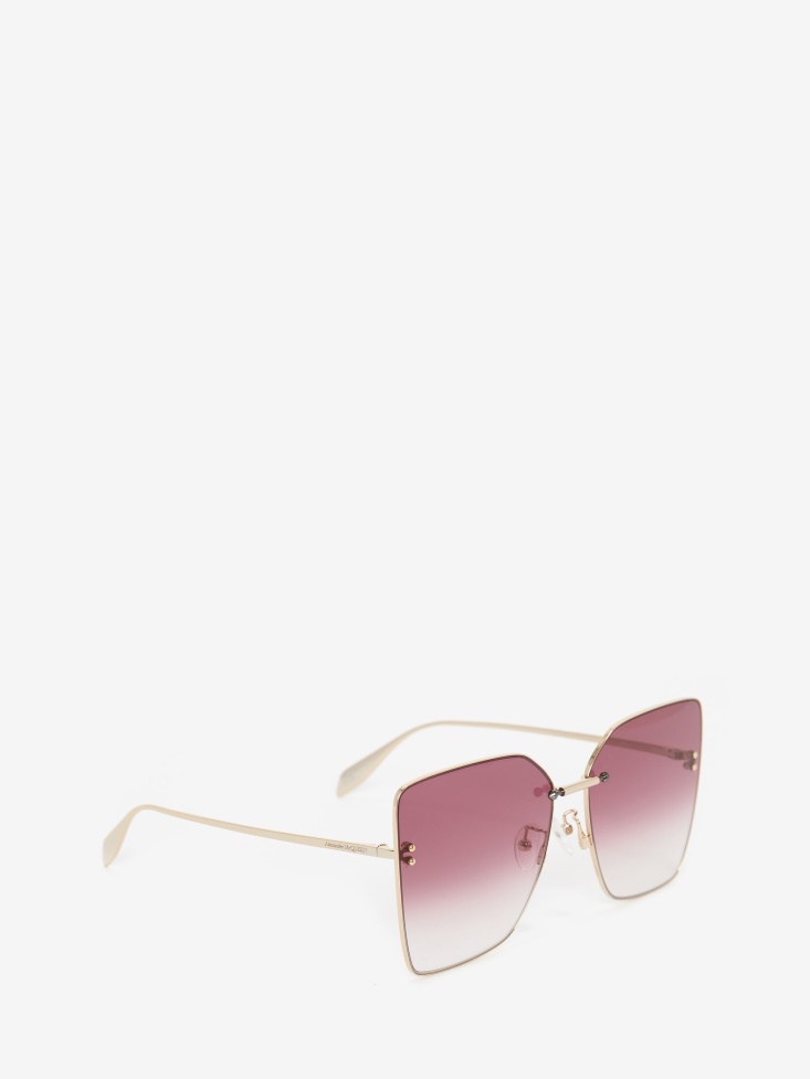 Fashion Alexander McQueen Women's Piercing Bridge Butterfly Sunglasses Gold