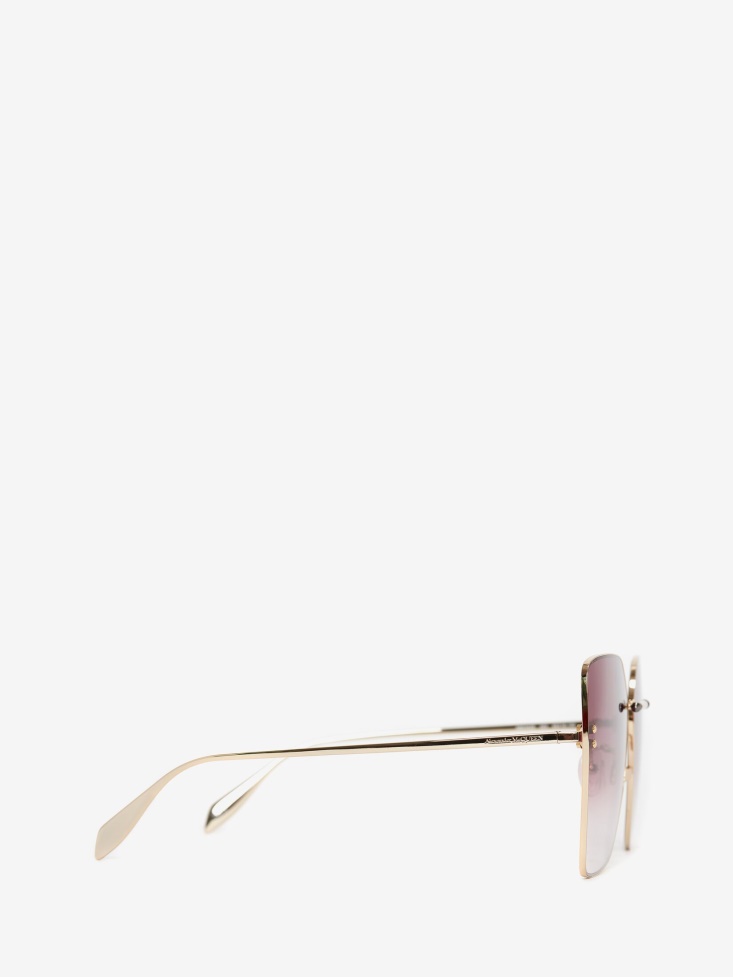 Fashion Alexander McQueen Women's Piercing Bridge Butterfly Sunglasses Gold
