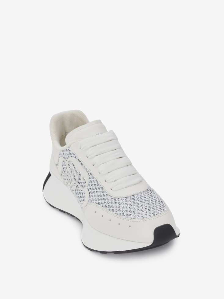 Women's Sprint Runner White/Silver Fashion Alexander McQueen
