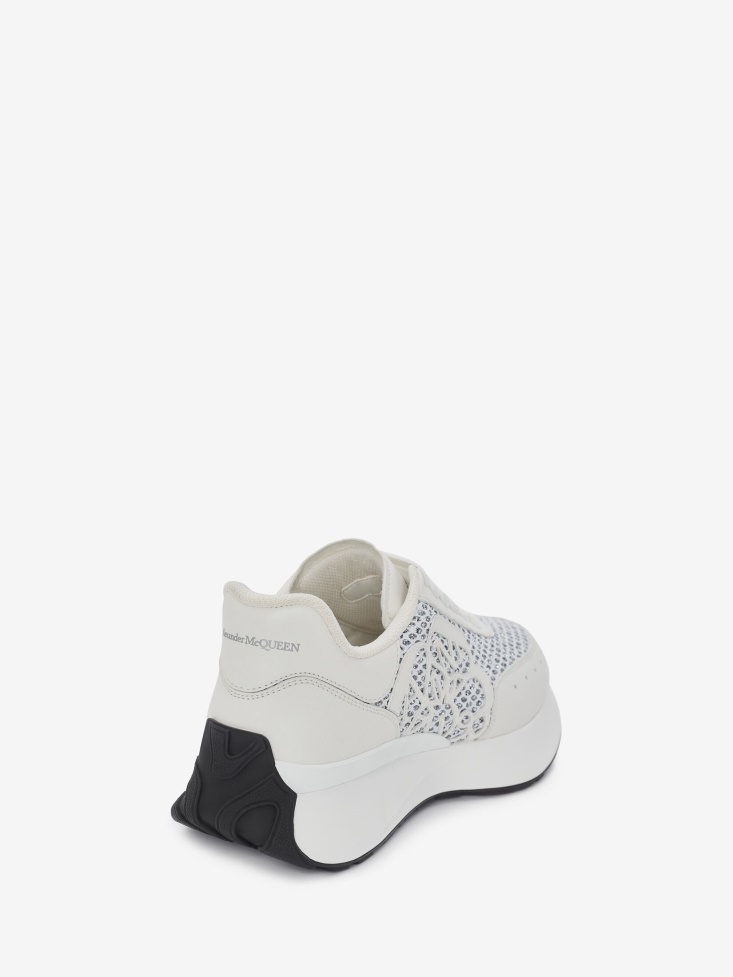 Women's Sprint Runner White/Silver Fashion Alexander McQueen