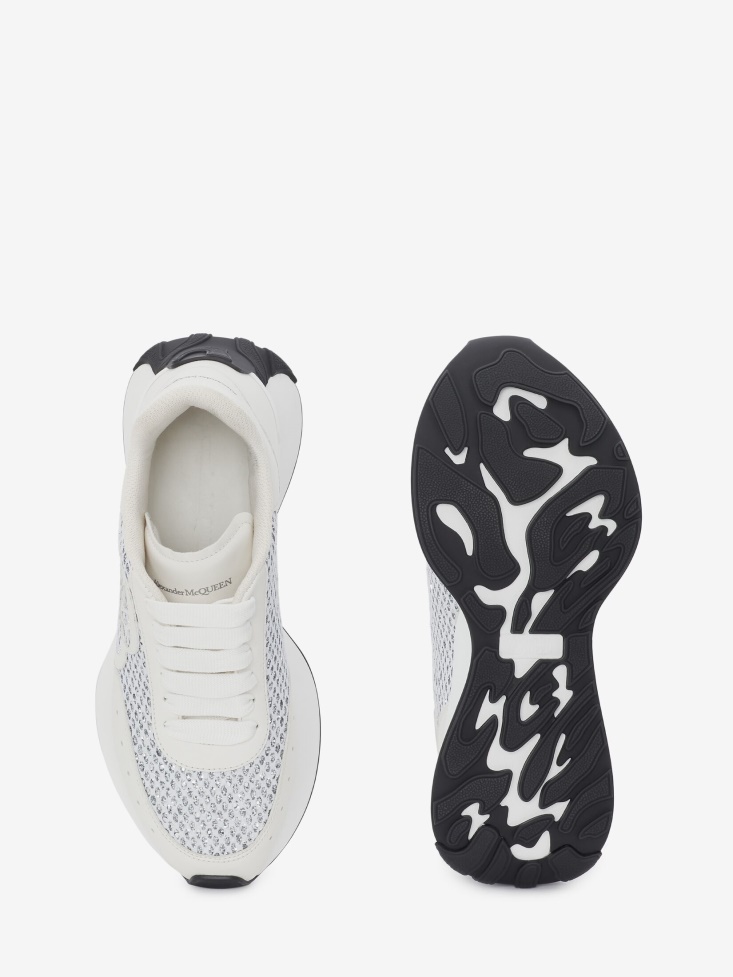 Women's Sprint Runner White/Silver Fashion Alexander McQueen