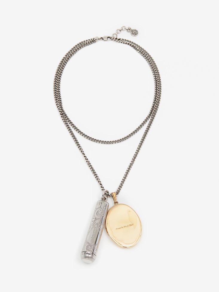 Fashion Alexander McQueen Women's Mirror And Case Necklace Gold/Silver
