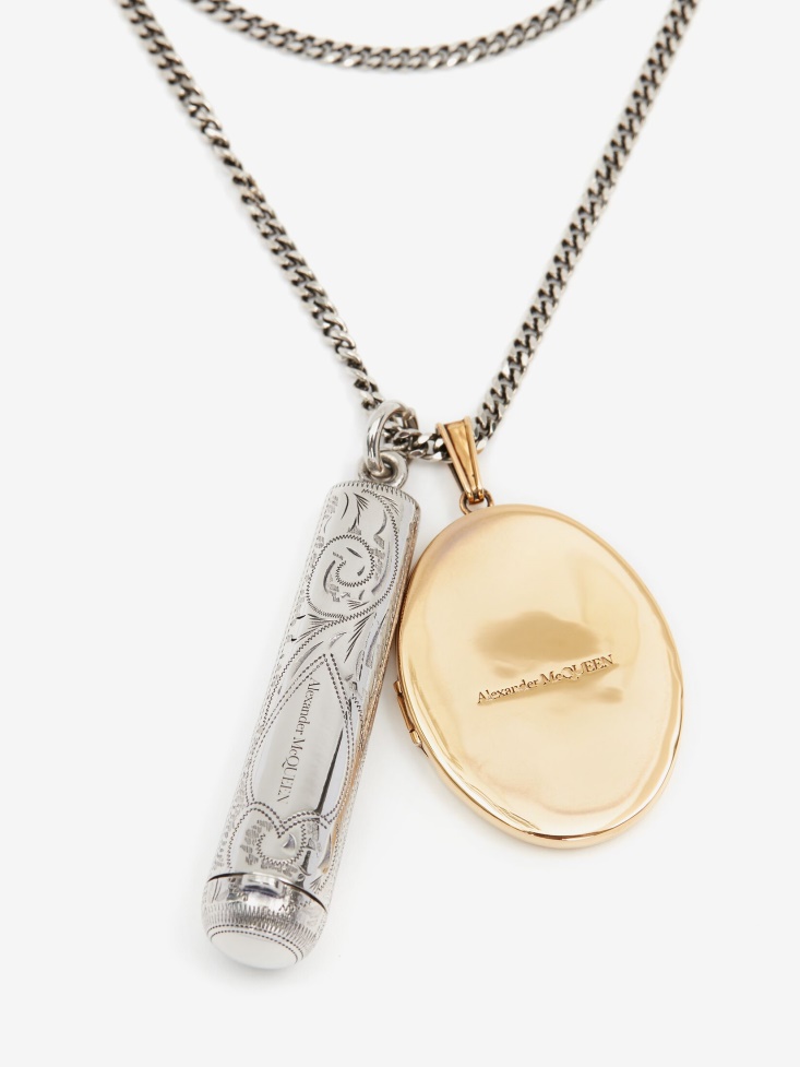Fashion Alexander McQueen Women's Mirror And Case Necklace Gold/Silver