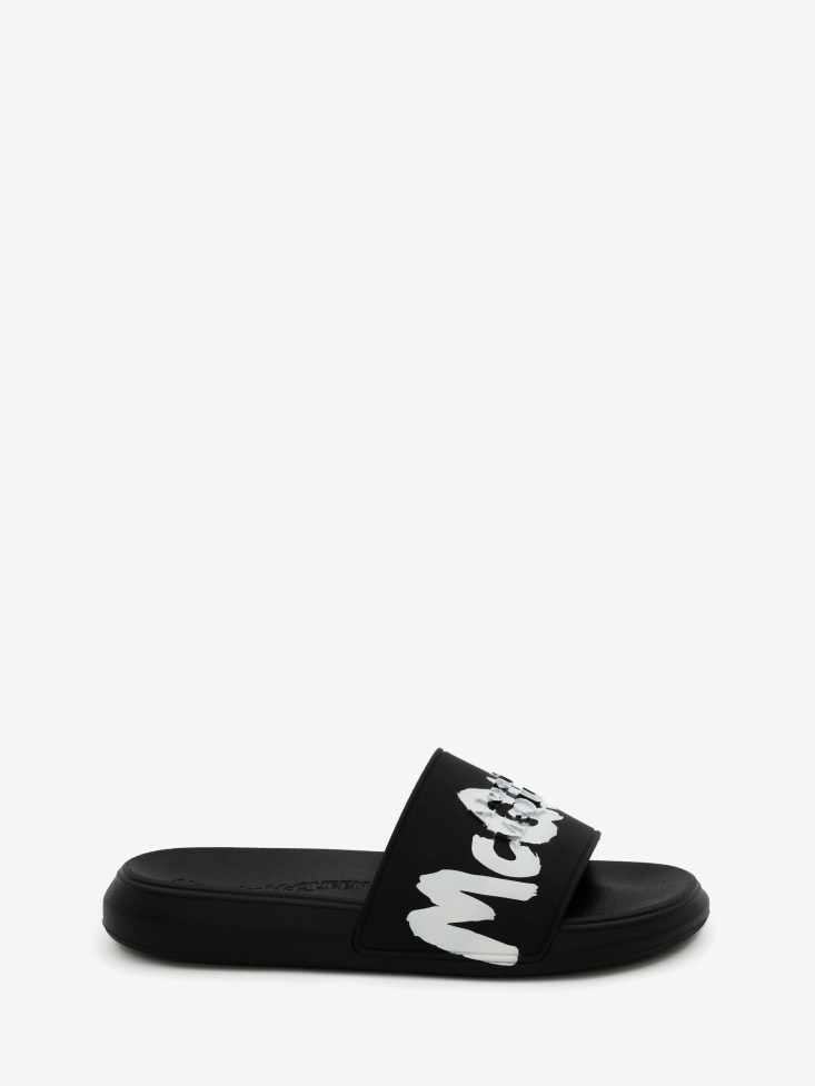 Black/White Women's Oversized Rubber Slide Fashion Alexander McQueen