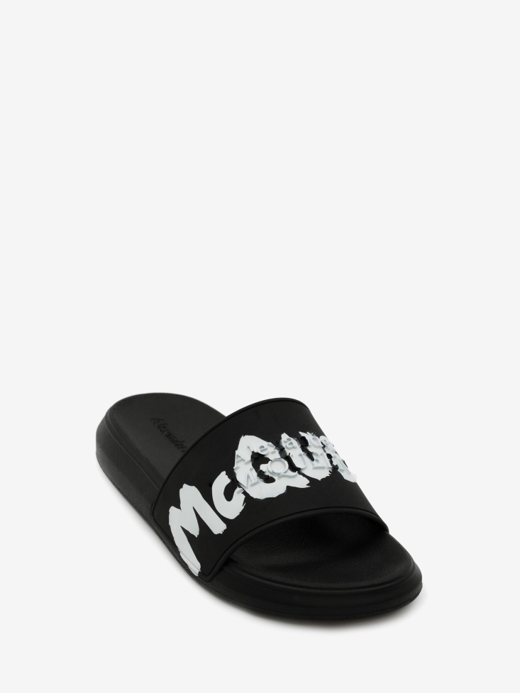 Black/White Women's Oversized Rubber Slide Fashion Alexander McQueen
