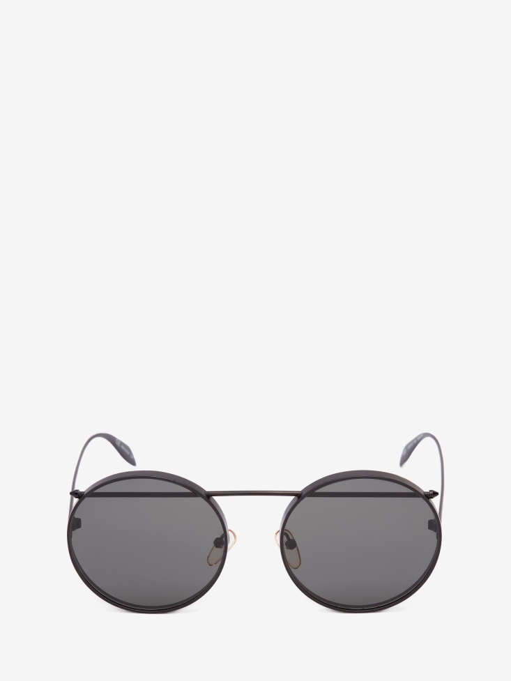 Piercing Round Sunglasses Black/Dark Grey Fashion Alexander McQueen