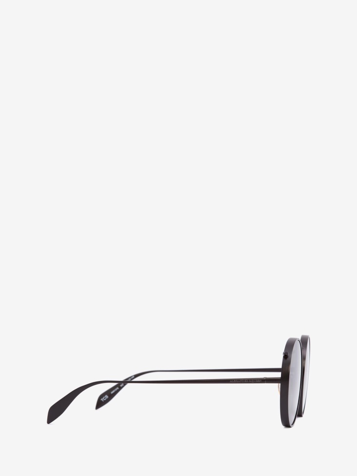 Piercing Round Sunglasses Black/Dark Grey Fashion Alexander McQueen