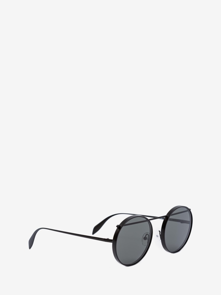 Piercing Round Sunglasses Black/Dark Grey Fashion Alexander McQueen