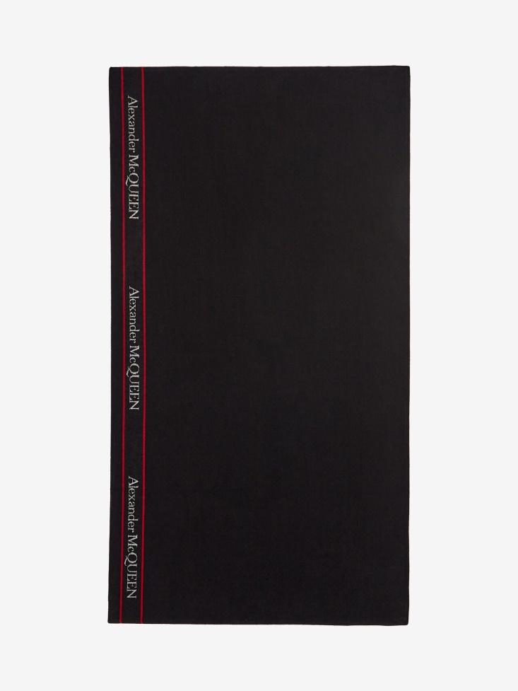 Black/Ivory Men's Selvedge Beach Towel Fashion Alexander McQueen