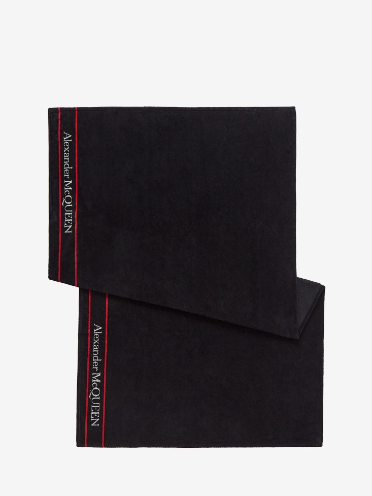 Black/Ivory Men's Selvedge Beach Towel Fashion Alexander McQueen