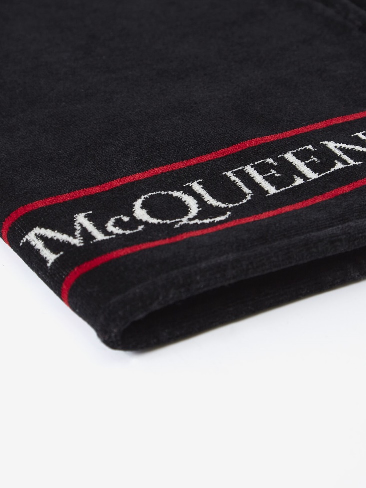Black/Ivory Men's Selvedge Beach Towel Fashion Alexander McQueen