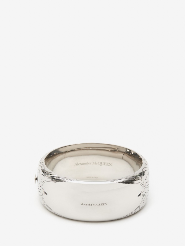 Women's Mid Engraved Bangle Fashion Alexander McQueen Antique Silver