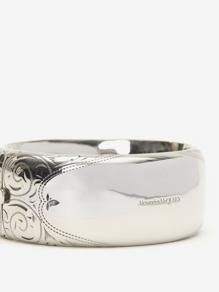 Women's Mid Engraved Bangle Fashion Alexander McQueen Antique Silver