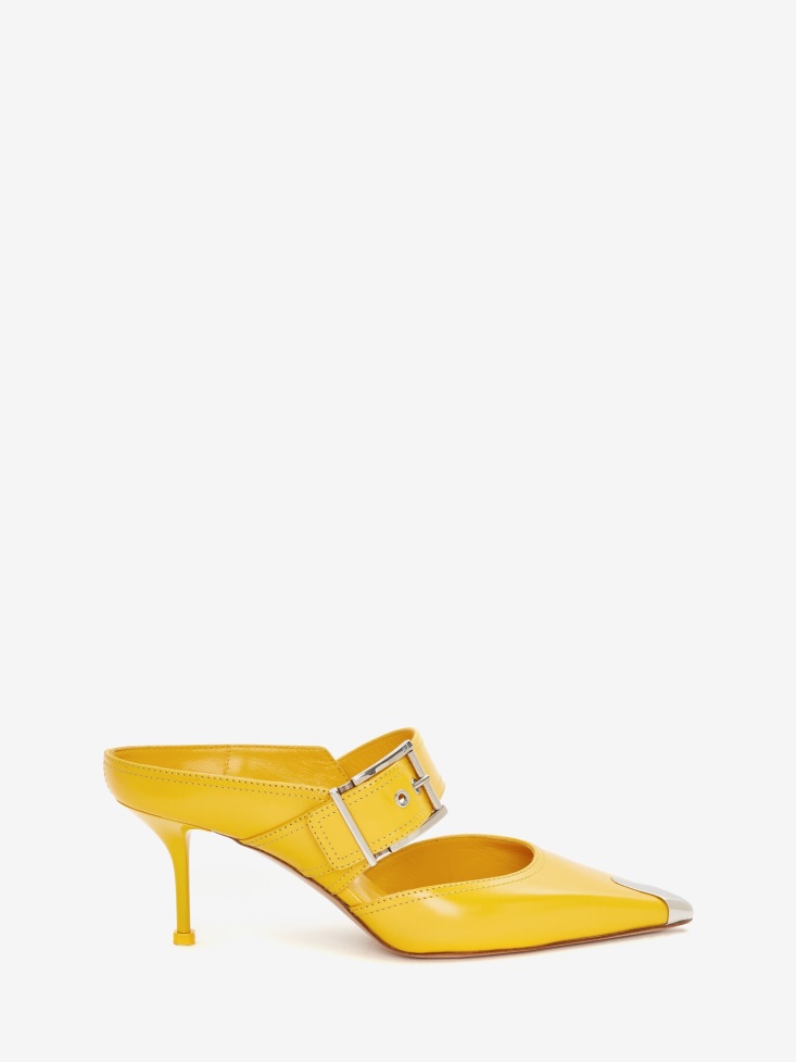 Pop Yellow Fashion Alexander McQueen Punk Buckle Mule