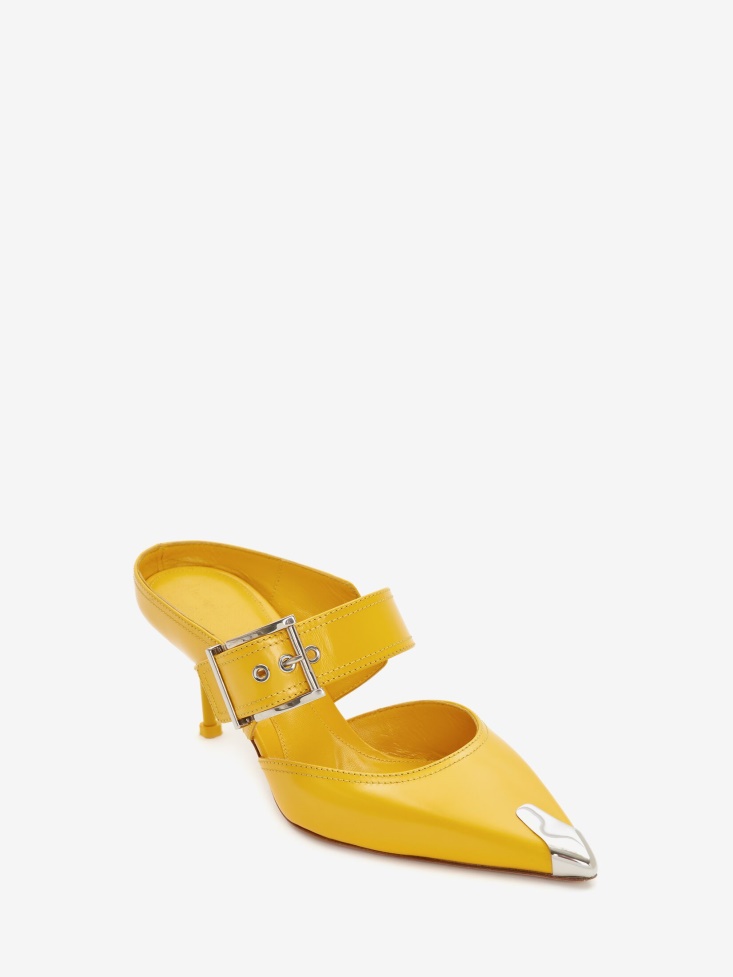 Pop Yellow Fashion Alexander McQueen Punk Buckle Mule