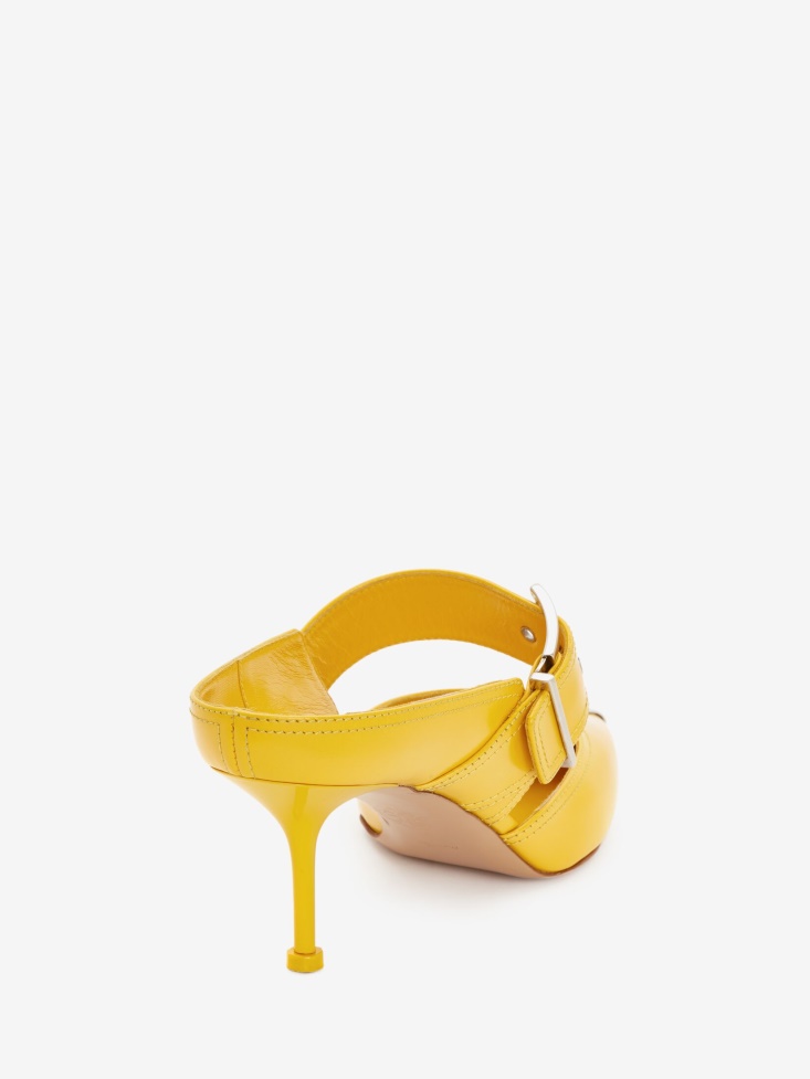 Pop Yellow Fashion Alexander McQueen Punk Buckle Mule