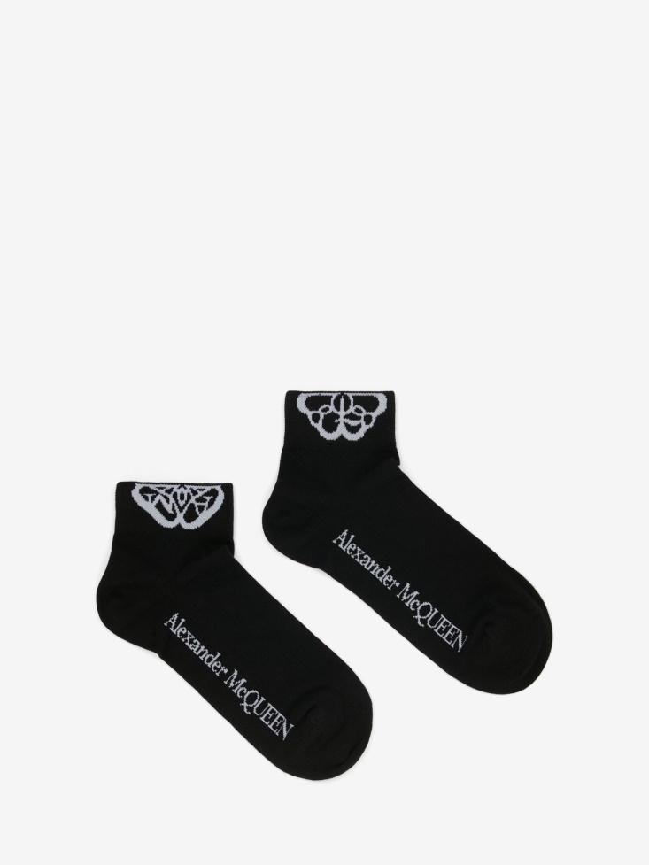Women's Cut Seal Logo Socks Black/White Fashion Alexander McQueen