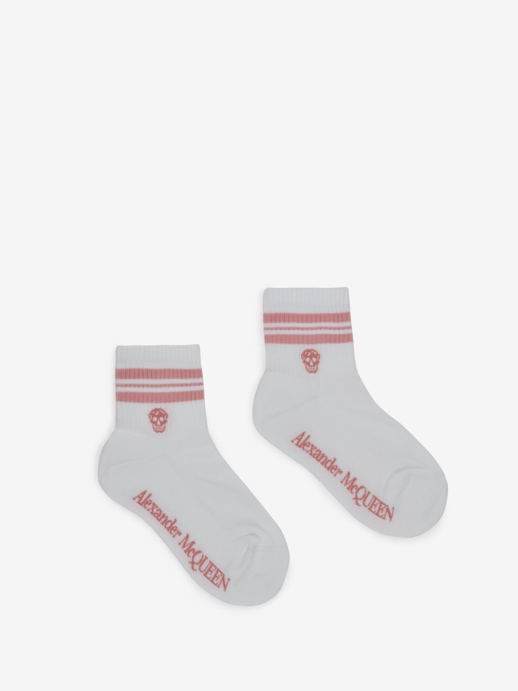 Women's Skull Sport Socks Fashion Alexander McQueen White/Rose Gold