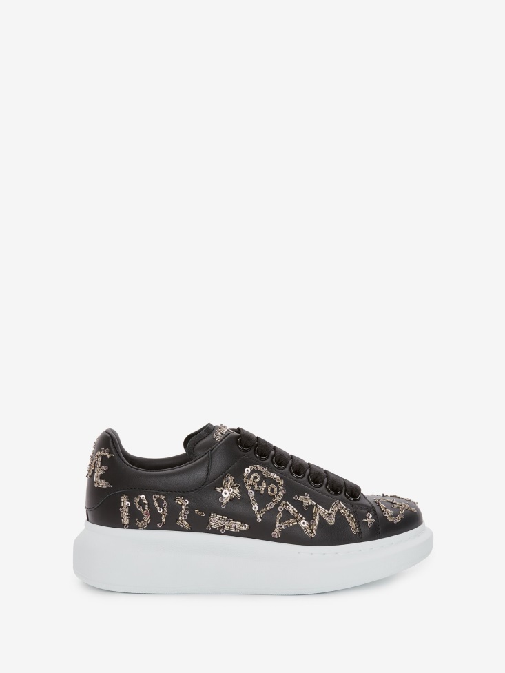 Black/Silver Fashion Alexander McQueen Women's Oversized Sneaker