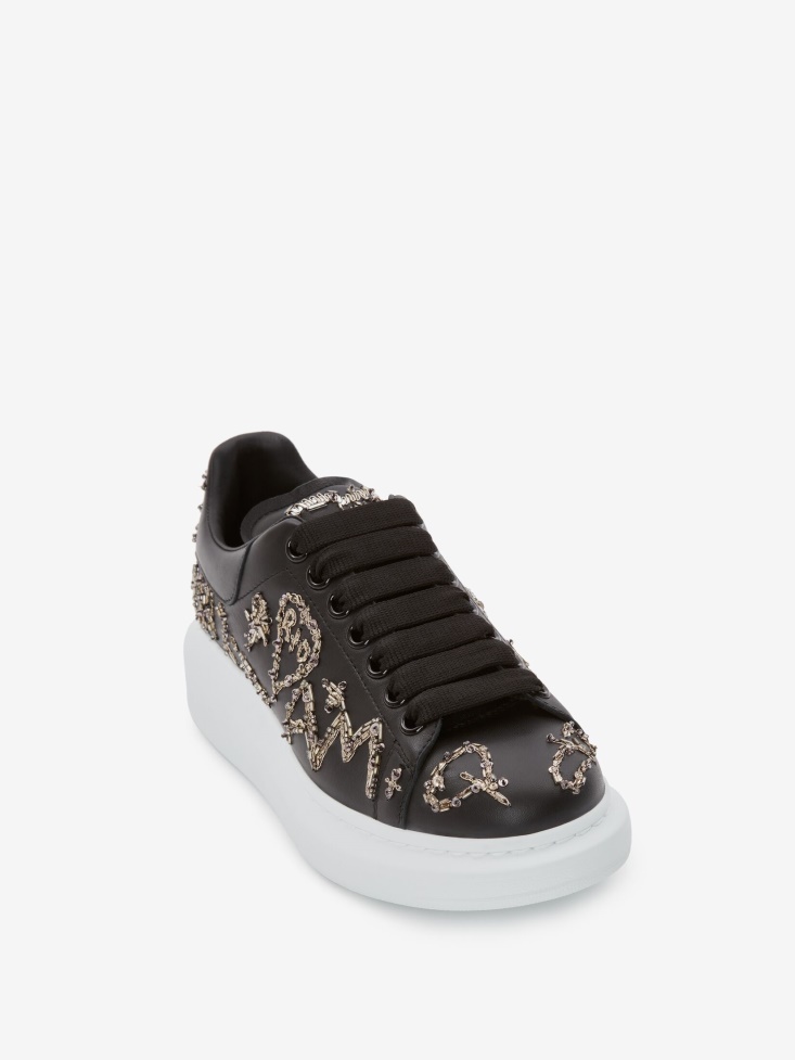 Black/Silver Fashion Alexander McQueen Women's Oversized Sneaker