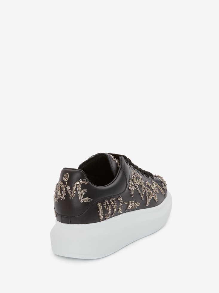 Black/Silver Fashion Alexander McQueen Women's Oversized Sneaker