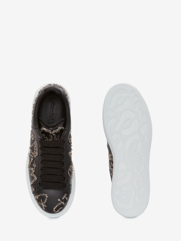 Black/Silver Fashion Alexander McQueen Women's Oversized Sneaker