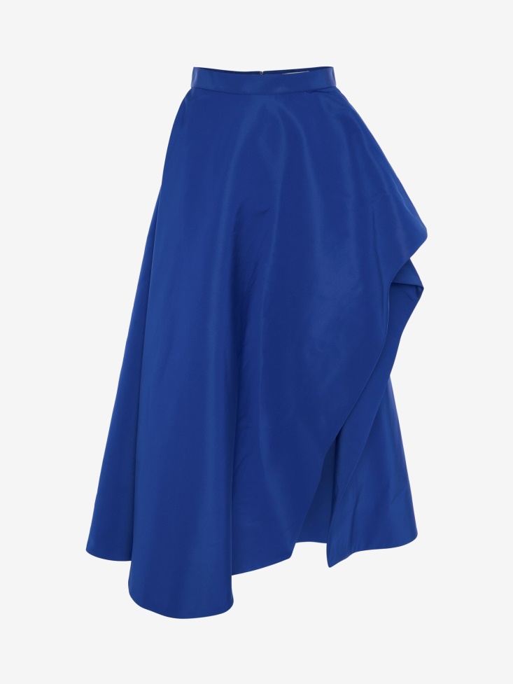 Fashion Alexander McQueen Women's Asymmetric Midi Skirt Electric Blue