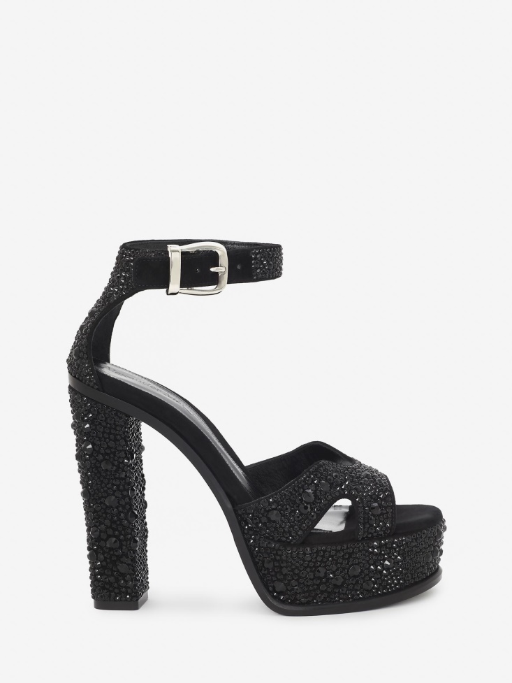 Fashion Alexander McQueen Women's Platform Butterfly Sandal Black/Silver