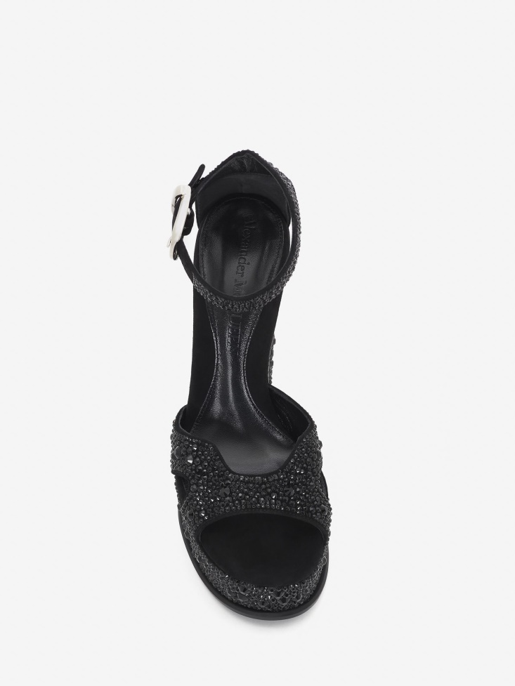 Fashion Alexander McQueen Women's Platform Butterfly Sandal Black/Silver