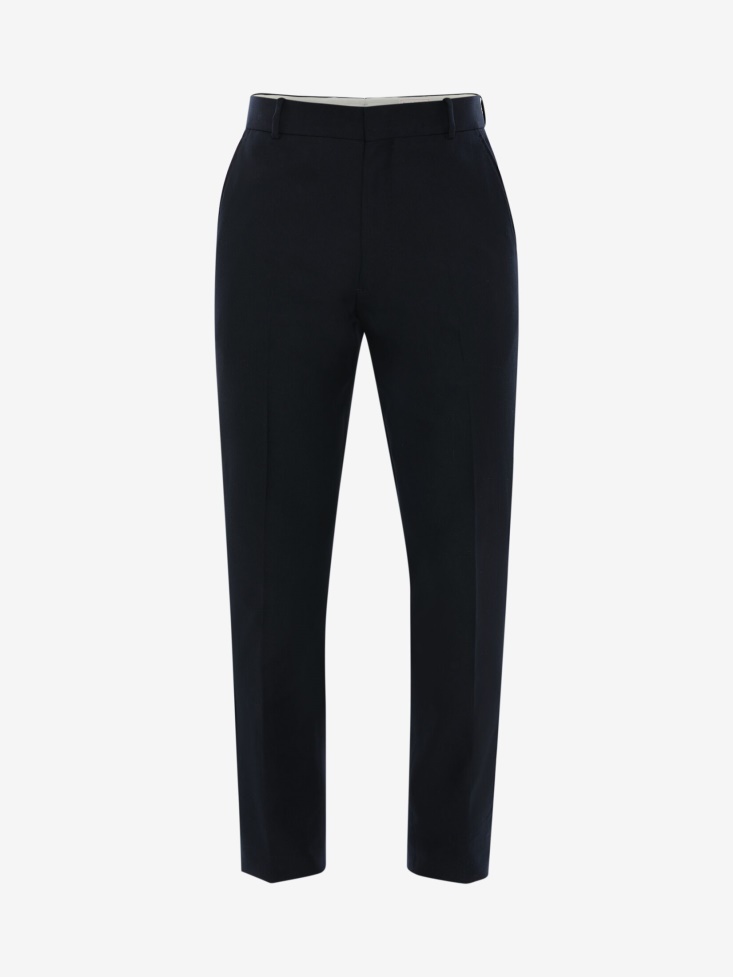 Men's Tailored Cigarette Trousers Navy Fashion Alexander McQueen