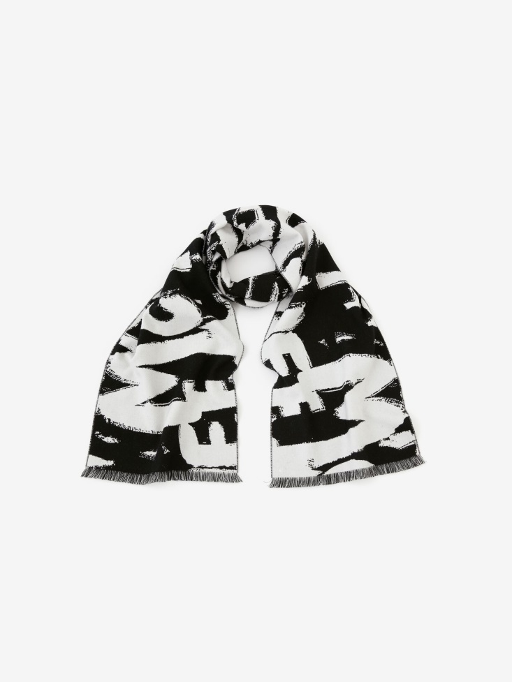 Black/Ivory Fashion Alexander McQueen Men's in Graffiti Scarf
