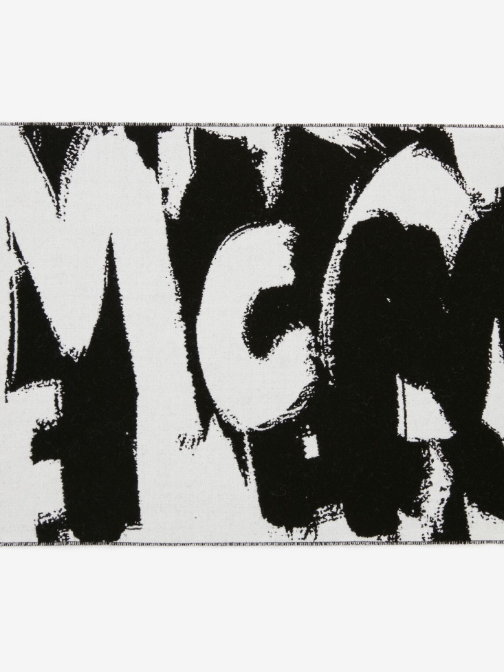 Black/Ivory Fashion Alexander McQueen Men's in Graffiti Scarf