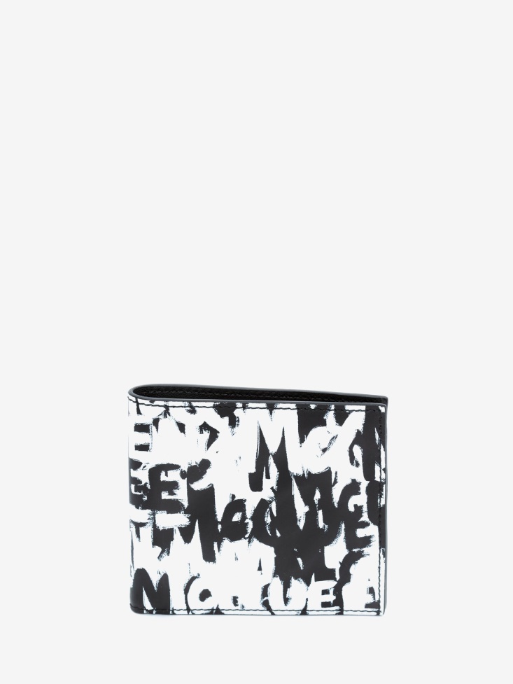 Fashion Alexander McQueen Black/White Men's in Graffiti Billfold Wallet