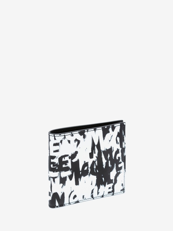 Fashion Alexander McQueen Black/White Men's in Graffiti Billfold Wallet