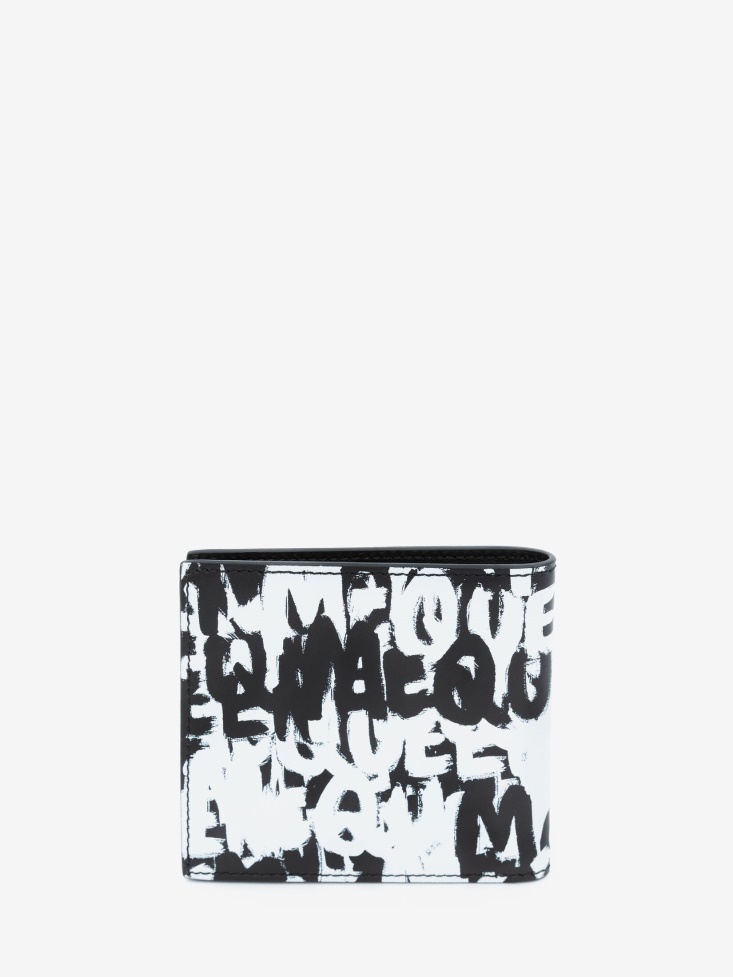 Fashion Alexander McQueen Black/White Men's in Graffiti Billfold Wallet