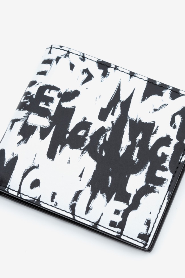 Fashion Alexander McQueen Black/White Men's in Graffiti Billfold Wallet