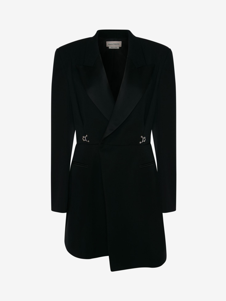Black Women's Barathea Drop Hem Tuxedo Mini Dress Fashion Alexander McQueen