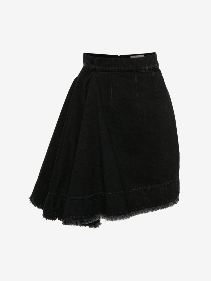 Women's Asymmetric Mini Denim Skirt Black Fashion Alexander McQueen