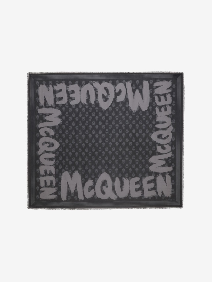 Women's in Graffiti Biker Skull Scarf Fashion Alexander McQueen Black