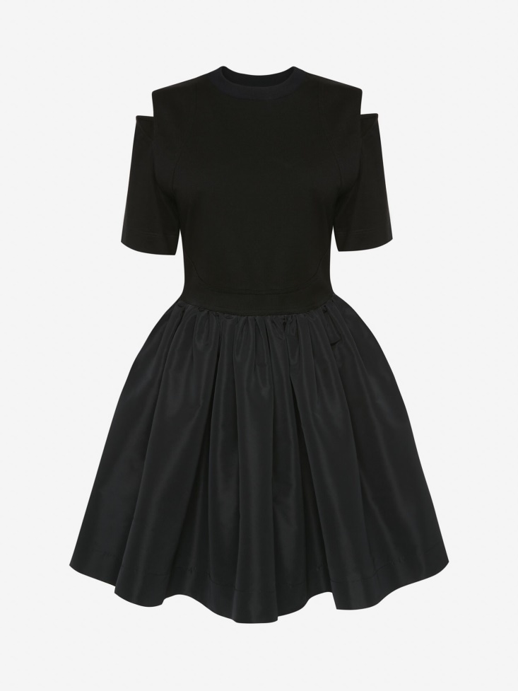 Fashion Alexander McQueen Women's Slashed Hybrid Mini Dress Black
