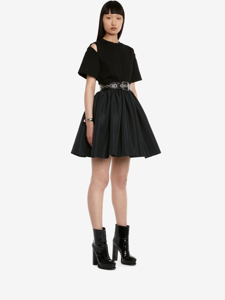 Fashion Alexander McQueen Women's Slashed Hybrid Mini Dress Black