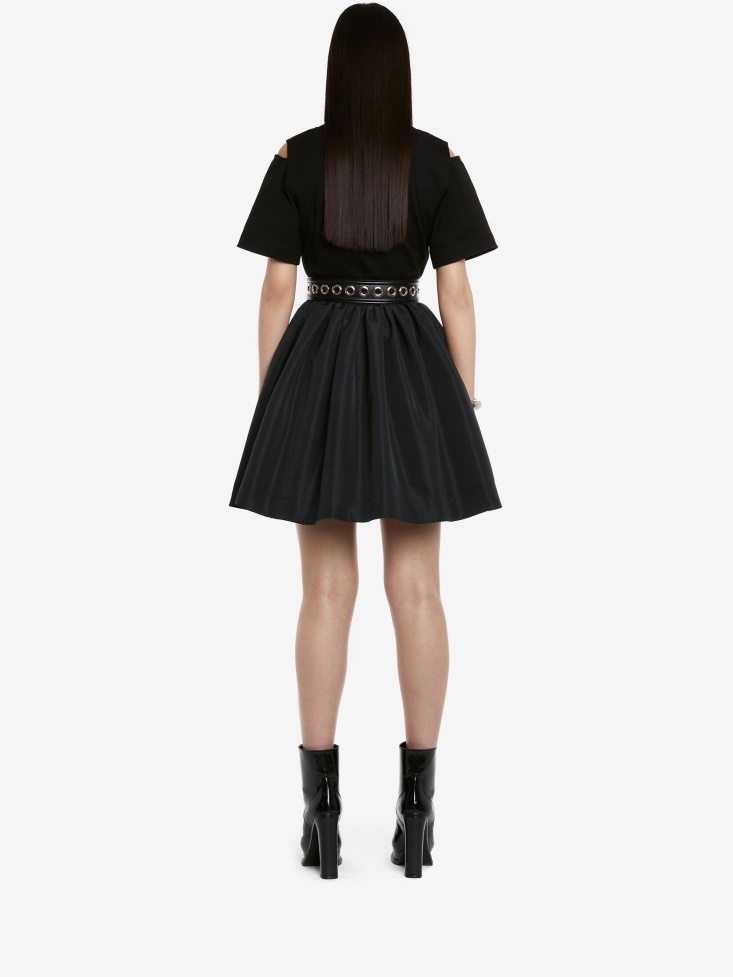 Fashion Alexander McQueen Women's Slashed Hybrid Mini Dress Black