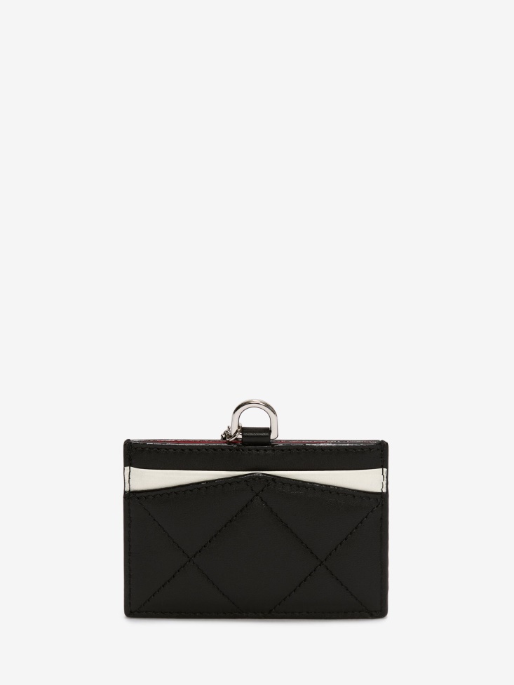 Women's in Graffiti Card Holder With Chain Black/White Fashion Alexander McQueen