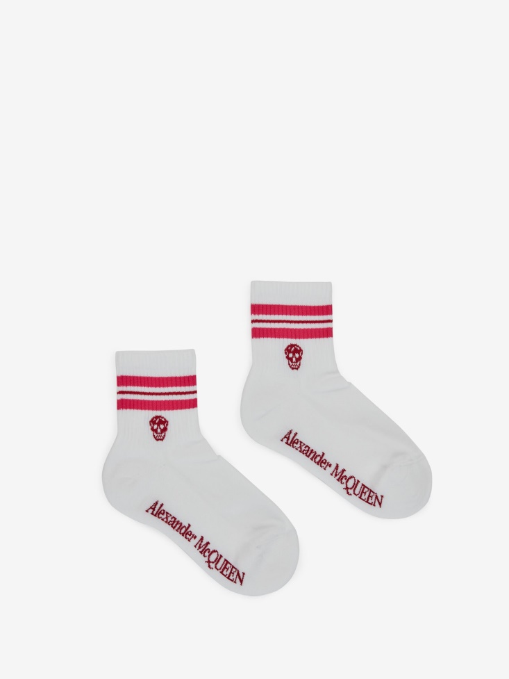 Women's Skull Sport Socks Fashion Alexander McQueen White/Pink