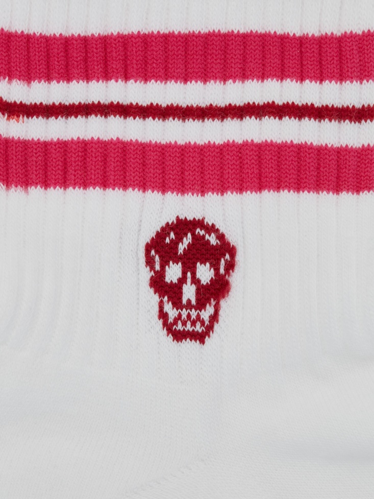 Women's Skull Sport Socks Fashion Alexander McQueen White/Pink