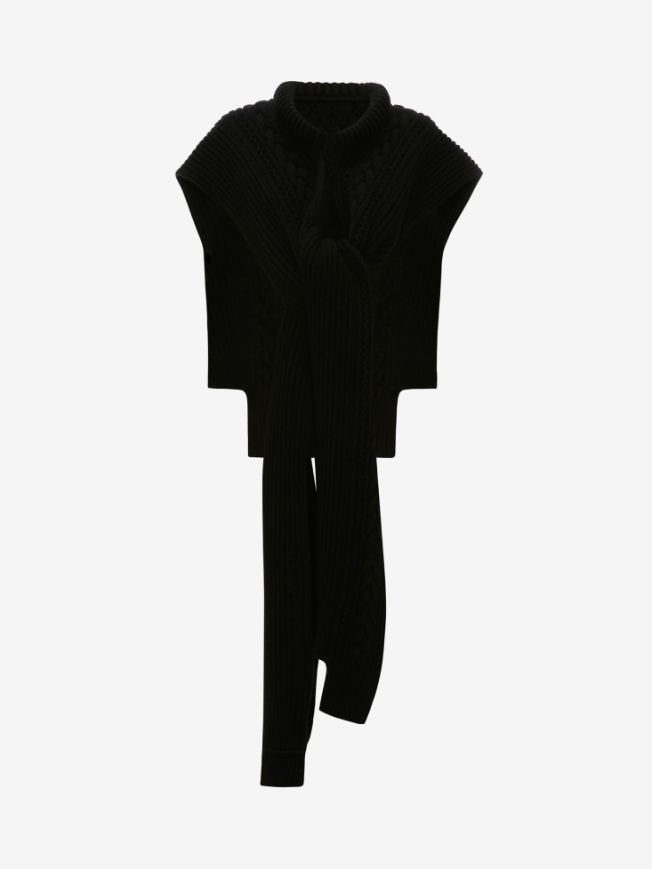 Fashion Alexander McQueen Black Women's Cable Knit Skull Scarf