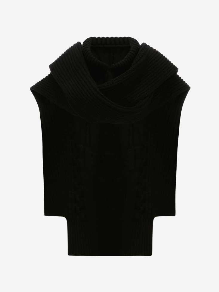 Fashion Alexander McQueen Black Women's Cable Knit Skull Scarf