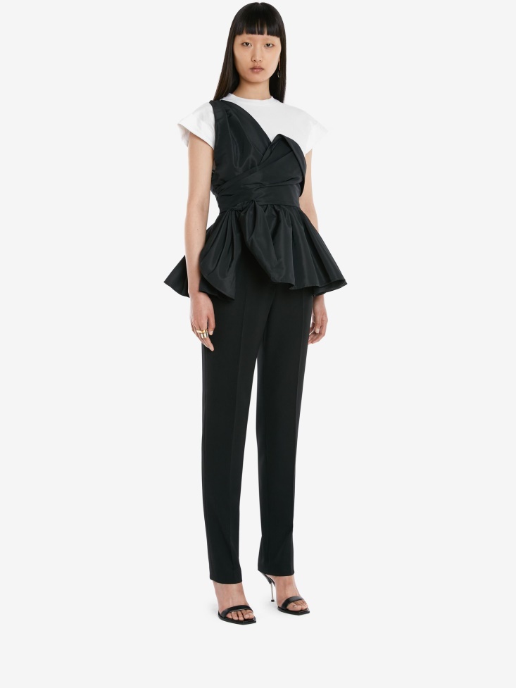 Women's Hybrid Peplum T-Shirt Fashion Alexander McQueen White/Black